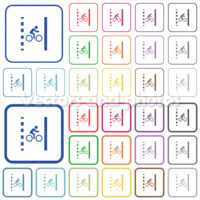 Bicycle lane outlined flat color icons