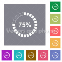 75 percent loaded square flat icons