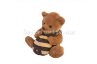 A teddy holding a bee house