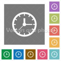 Clock square flat icons