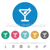 Cocktail flat round icons