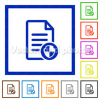 Document protect flat framed icons