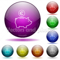 Euro piggy bank glass sphere buttons