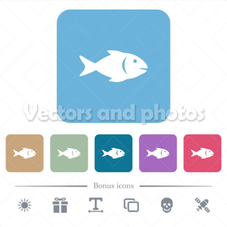 Fish flat icons on color rounded square backgrounds - Vektorok és fotók