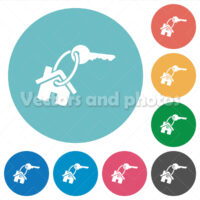 House key flat round icons