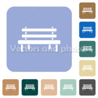 Park bench rounded square flat icons