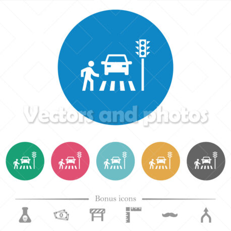 Pedestrian crossing flat round icons - Vektorok és fotók