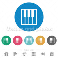 Piano keyboard flat round icons