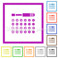 Set of screwdriver bits flat framed icons