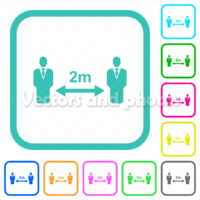 Social distancing 2 meters vivid colored flat icons