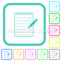 Spiral notepad with pencil vivid colored flat icons