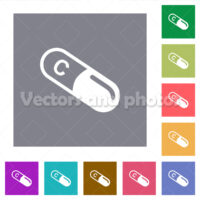 Vitamin C square flat icons