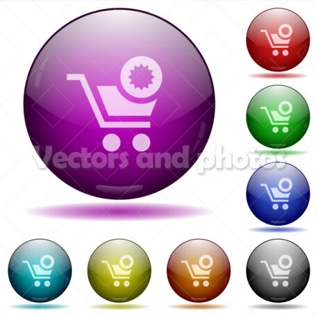 Warranty product purchase glass sphere buttons - Vectors and Photos